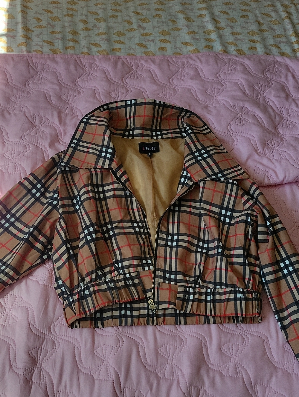Women's Beige Plaid Set